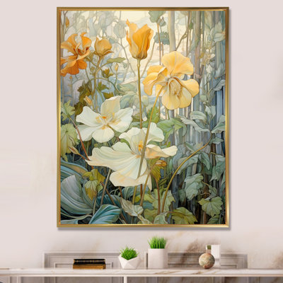 «Blossoming White Wildflowers», illustration rétro sur toile