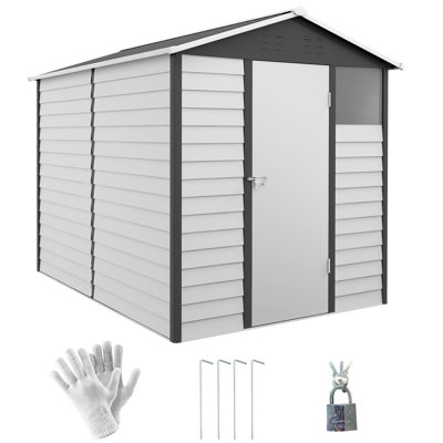 Brookelynn 9 x 6FT Metal Garden Shed with Lockable Door and Window Dark Grey
