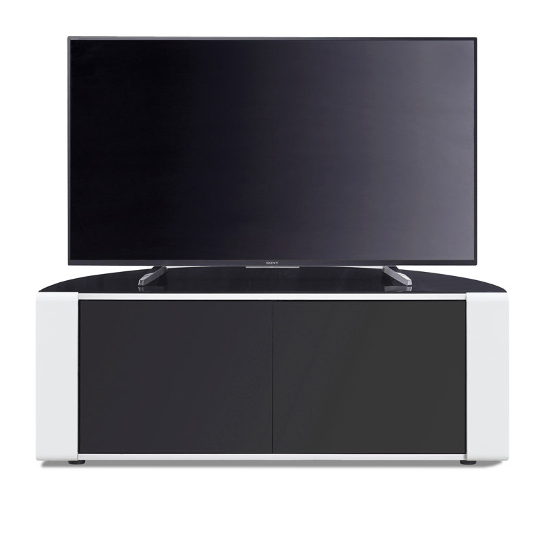 Irving Unfinished TV Stand for TVs up to 50", Gloss Black/White