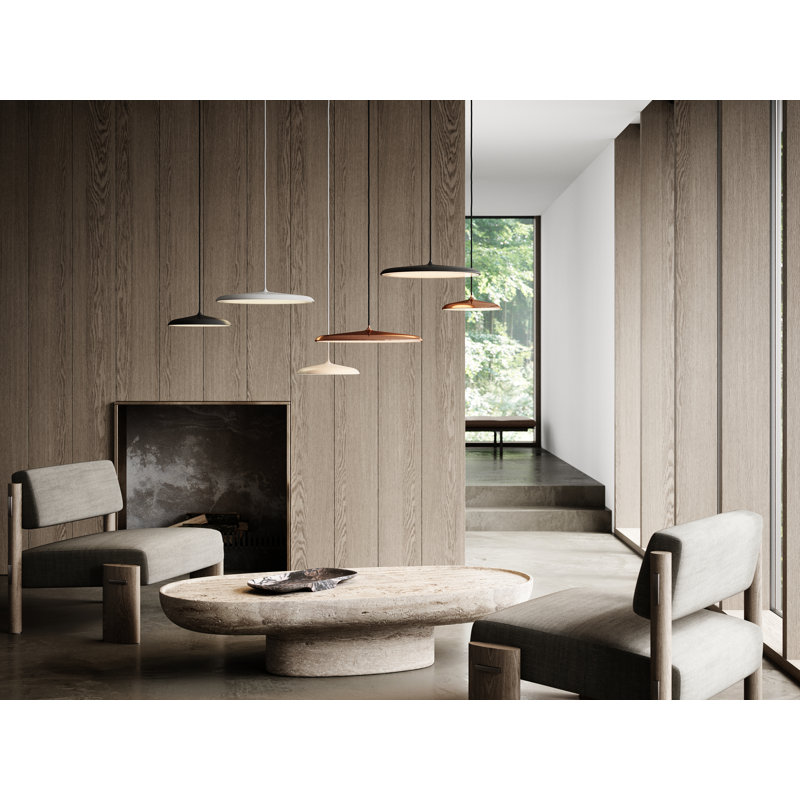 1 - Light Black LED Dome Pendant, Black, 6cm H x 25cm W x 25cm D
