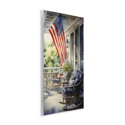 Art mural "Porche avec drapeau américain" par Petal Prints Design