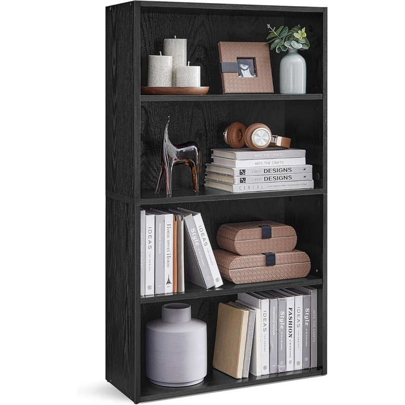 Sayef Standard Bookcase, Ebony Black, (5 Shelves) 52.7" H x 31.5" W x 9.4" D
