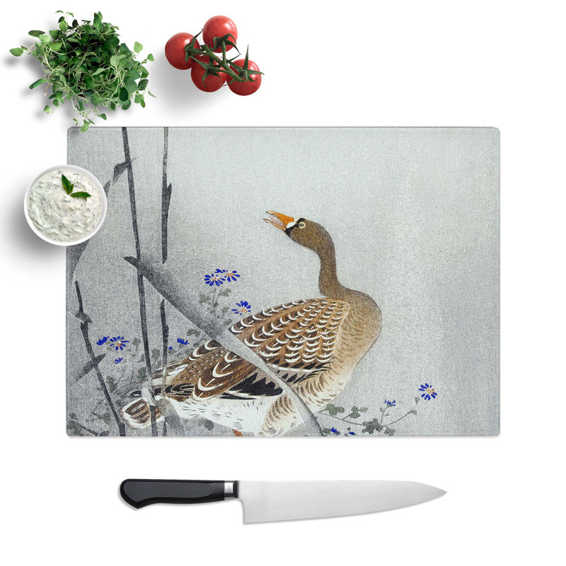 Glass Goose & Full Moon by Ohara Koson Chopping Board, 28.5 cm W x 20 cm L