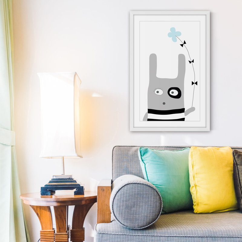 «Bunny Flower Blue» par Katarina Snygg, reproduction encadrée, H 45 po x l 30 po x P 1,5 po