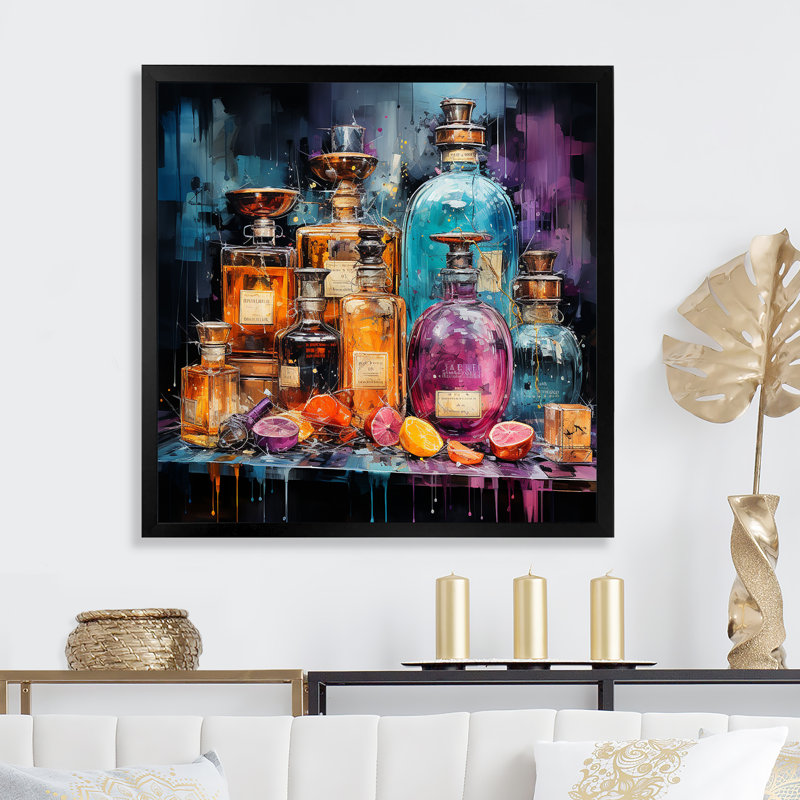Parfums élégants parfumés 5 - Parfums, art mural, Cadre photo noir, H 30 po x l 30 po x P 1,5 po