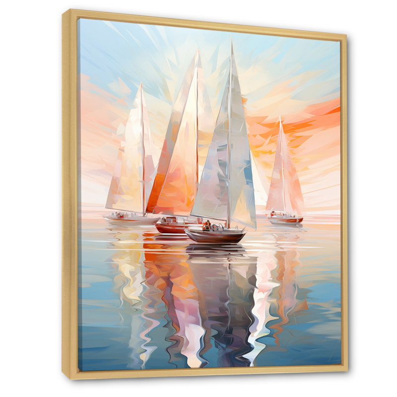 Minimalisme, voilier, rythme, art mural, H 32 po x l 24 po x P 1 po, Cadre flottant en érable