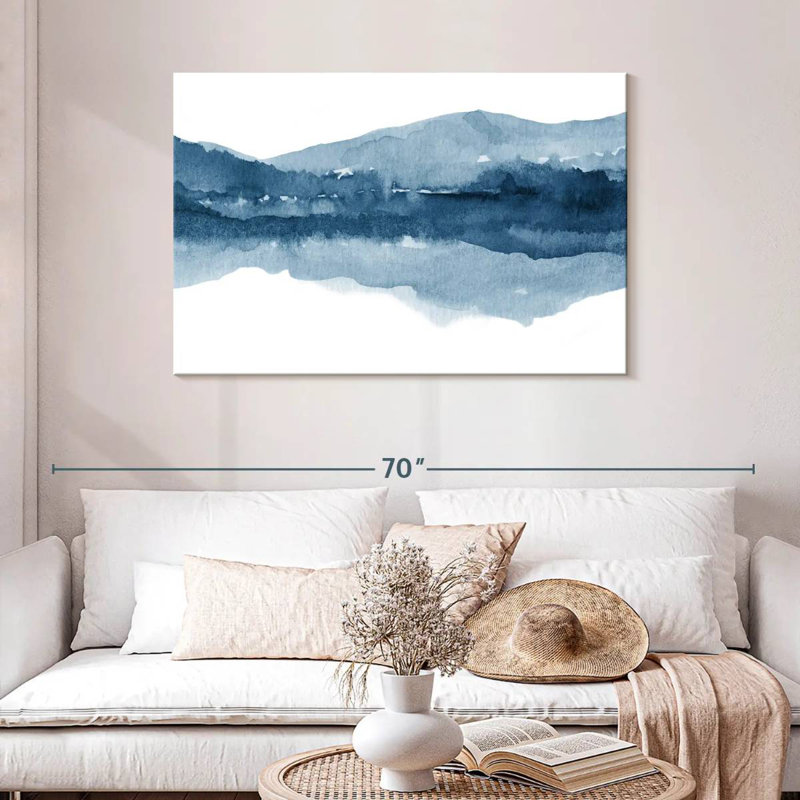 Aquarelle Avery, paysage bleu marine II, H 30 po x l 45 po