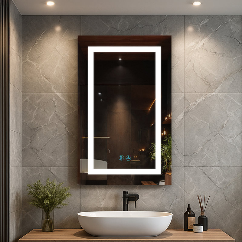 Recessed or Surface Mount Frameless LED Bathroom Medicine Cabinet with 3 Adjustable Shelves and LED Lighting, Right