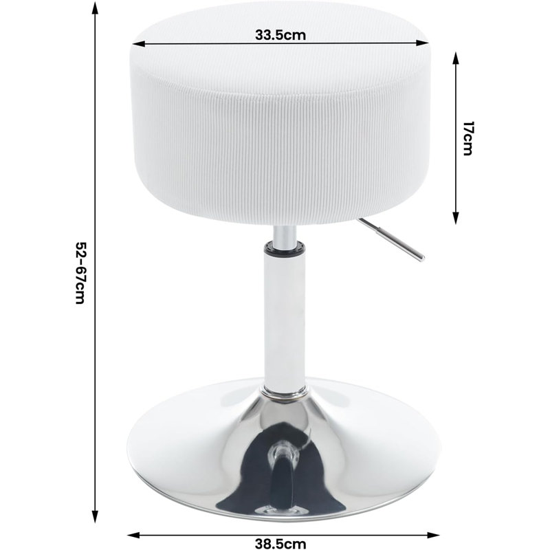 Bausch Swivel Upholstered Adjustable Height Counter Stool with Metal Frame, White