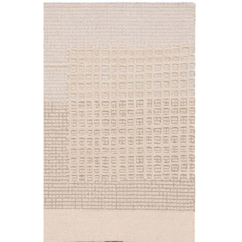 Genre Hand Tufted Wool/Cotton Geometric Rug in Grey/Beige, Runner 2'3" x 8'