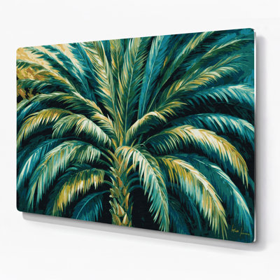 Hawaiian Fan Palm Blue Metal Wall Art