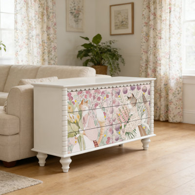 Commode d'entrée Mid-Century en bois massif