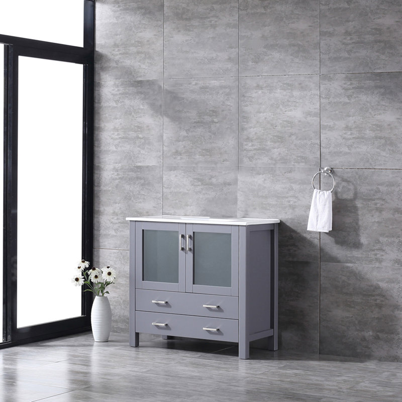 Volez 36" Dark Gray Single Vanity with Ceramic Top