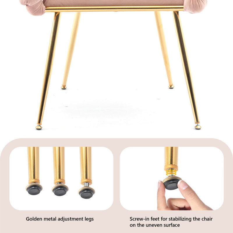 Chaise de salle à manger en velours capitonné Aughafatten, Rose