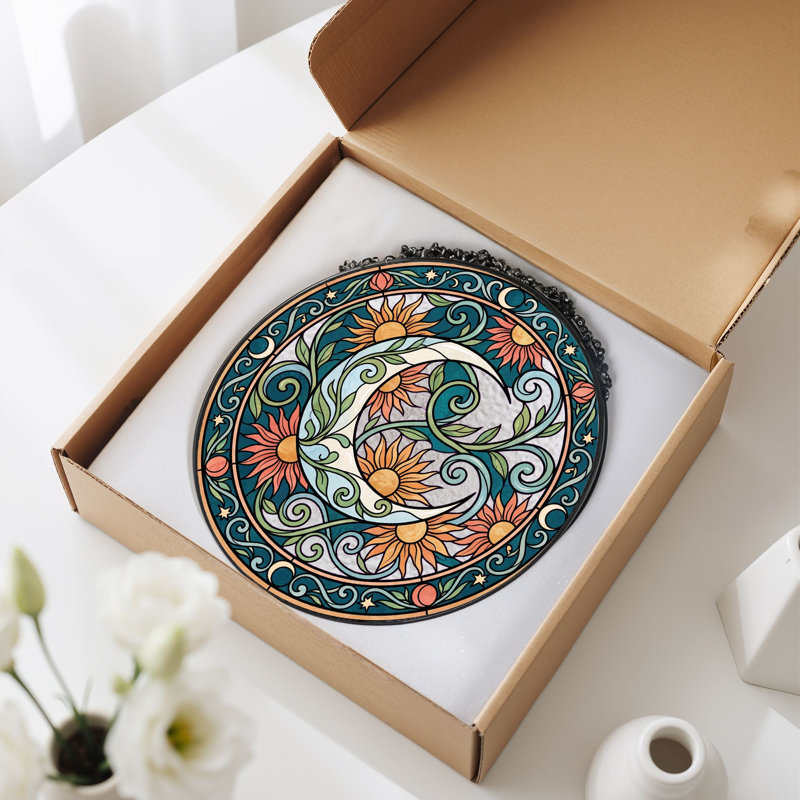 Panneau de vitrail en verre coloré, 7,8 heures, H 7,8 po