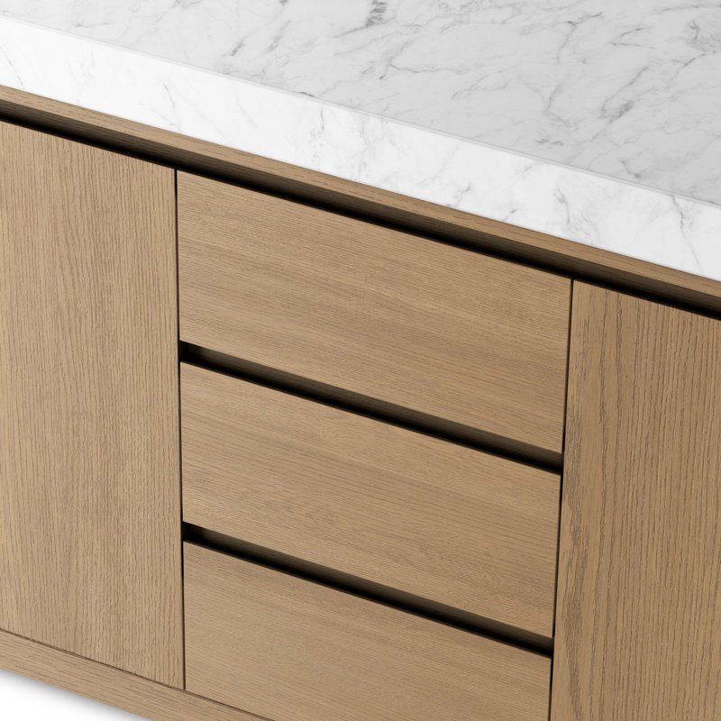 Everett Double Vanity-Satin Light Wash Oak, Satin Light Wash Oak Veneer