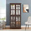 Vitrine Curio, vitrine antique avec portes en verre, tablettes réglables pour objets de collection.-113183243