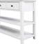 Console de style Mid-Century blanc antique, 3 tiroirs, 2 tablettes ouvertes avec tablettes,-1597569720-1597569718