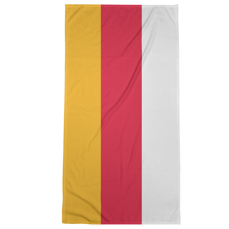 Cotton Blend Beach Towel, Rose Red/Dark Yellow/Ivory