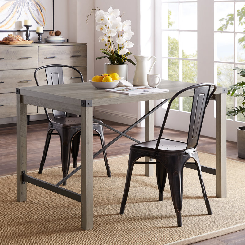 Alicia Metal Base Dining Table, Stone Grey