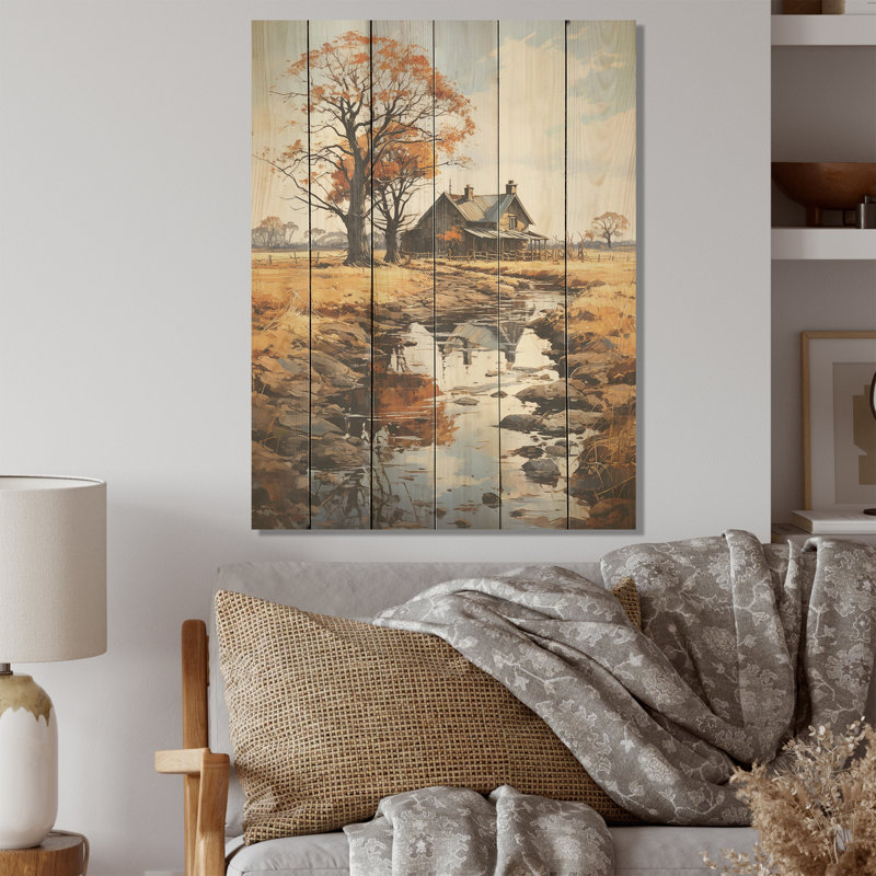 Farmhouse Rustic Retreat I - campagne, art mural sur bois de pin naturel, H 40 po x l 30 po