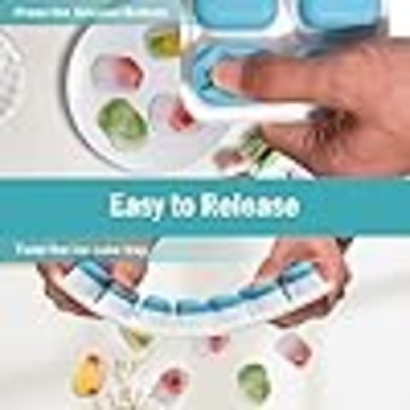 Ice Cube Trays For Freezer - 3 Pack 42 Cubes, Easy To Release Silicone Ice Trays With Spill-Resistant Lids, Reusable Ice Tray,Stackable And BPA-Free, Perfect For Cocktails, Drinks,And Ice Coffee