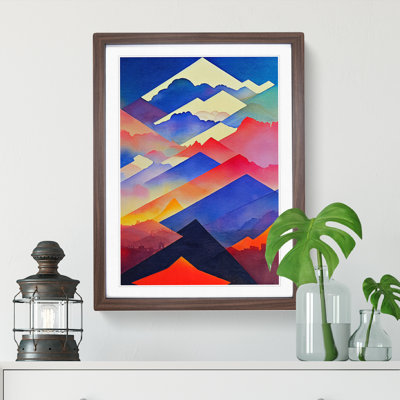 Watercoloured Mountain Landscape - Framed Print