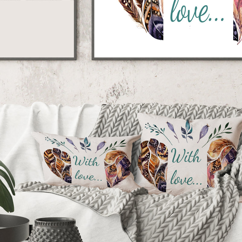 Housse de coussin rectangulaire en forme de cœur et insertions en plumes pour la Saint-Valentin