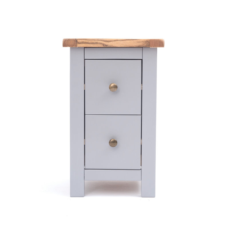 Aubusson 35cm W Bedside Table, Grey, Antique Brass