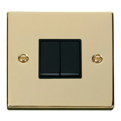 Polished Brass 10A 2 Gang 2 Way Light Switch