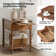 Lashena Traditional 26" Tall Solid Wood End Table with Extendable Tray and Built-in Charging Outlets