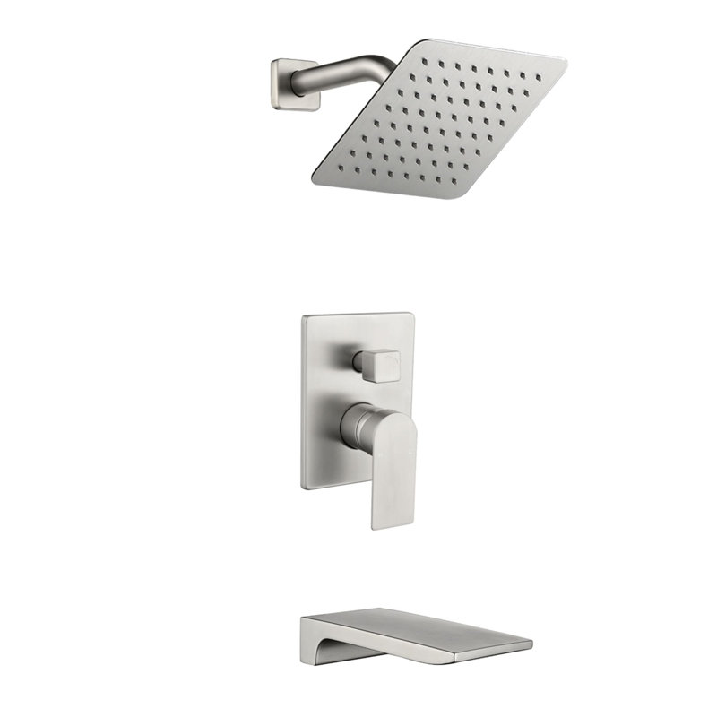 8 Inch Wall Mount Shower System With Tub Spout Single Handle Shower Faucet Set Brass Waterfall Shower Trim Kit With Rough-In Valve
