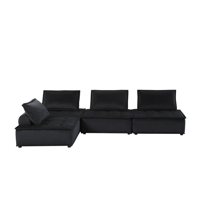 Canapé modulaire en velours 4 pièces Anna