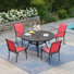 Ensemble de salle à manger de patio pour 4 personnes avec chaises empilables PVC-coated polyester
