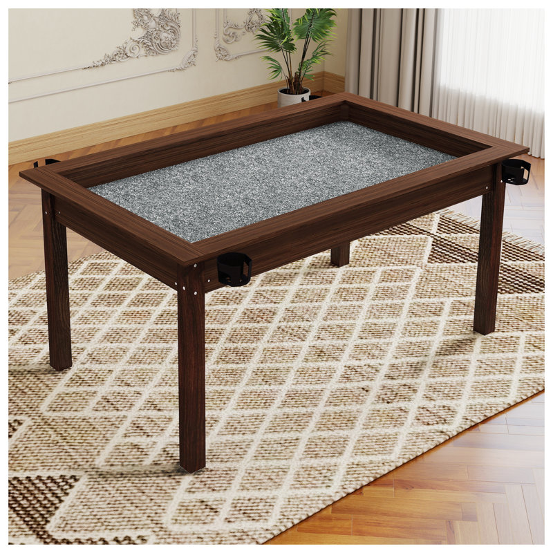 Table de jeu rustique brun 63 x 40 pouces avec plateau amovible, table de jeu et de jeu 2 en 1 pour 4 à 6 joueurs