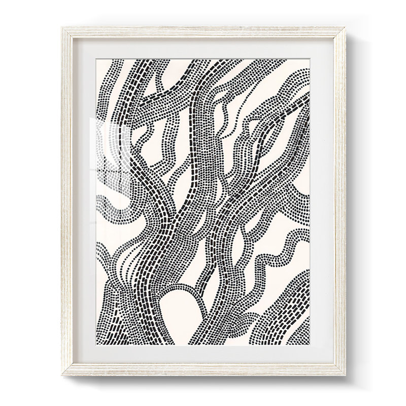 Pois et tirets I - impression encadrée, H 19,5 po x l 16,5 po, Blanc