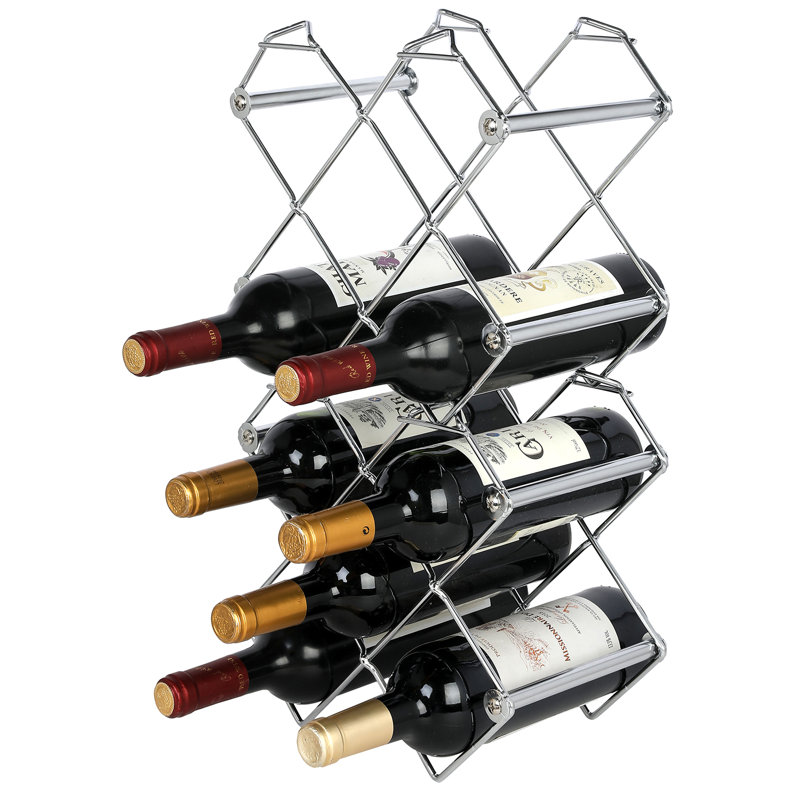 10 Bottle Metal Tabletop Wine Bottle Rack in Silver