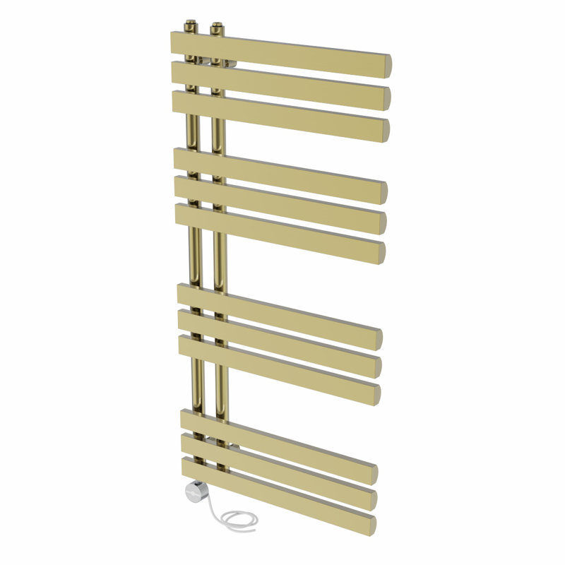 Caihla Designer Towel Rail Heated Towel Rails, Brushed Brass, 120cm H x 60cm W x 7.35cm D