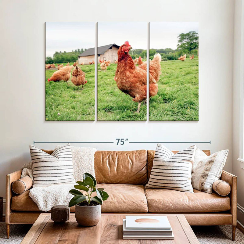 Poulet à la ferme, H 32 po x l 50 po