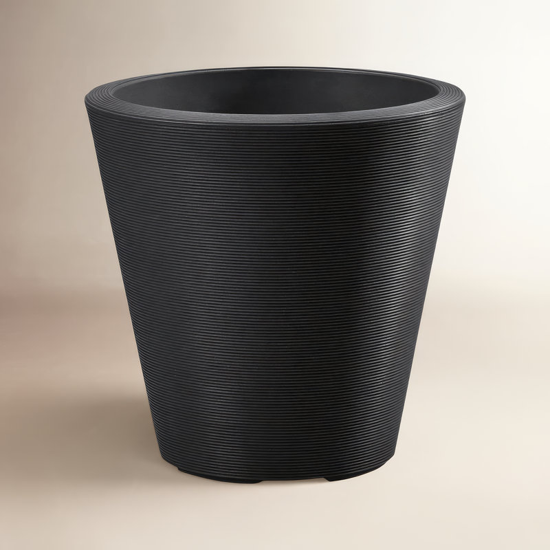 Madison Indoor/Outdoor Modern Round Planter, 26" H x 26" W x 26" D, Caviar Black