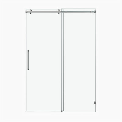 Porte de douche fixe et coulissante 60 po x 79 po, quincaillerie de tube carré, porte de douche en verre transparent, verre trempé de 3/8 po (10 mm) de type GSCC, acier inoxydable, or brossé