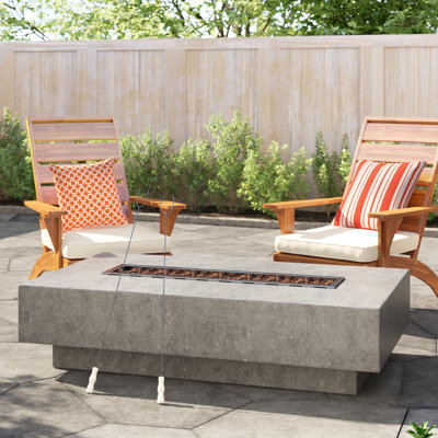 Fire Pit 56 in. x 32 in. Rectangular Concrete Fire Table with Lava Rocks and Cover