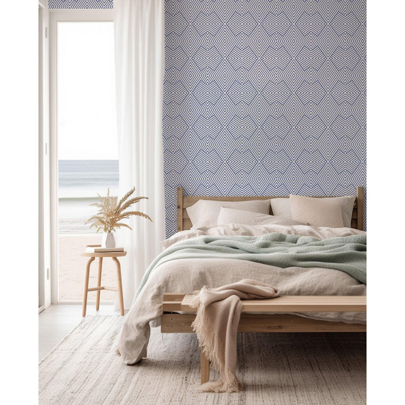 Mrs Paranjape Papers Formation 10' L x 24" W Wallpaper Roll, Faux Grasscloth, Non-pasted, Yves Blue