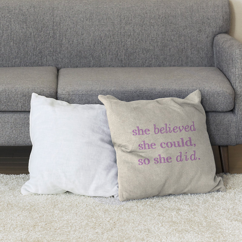 Coussin de sol pour femmes, 40 po x 40 po, Blanc / violet
