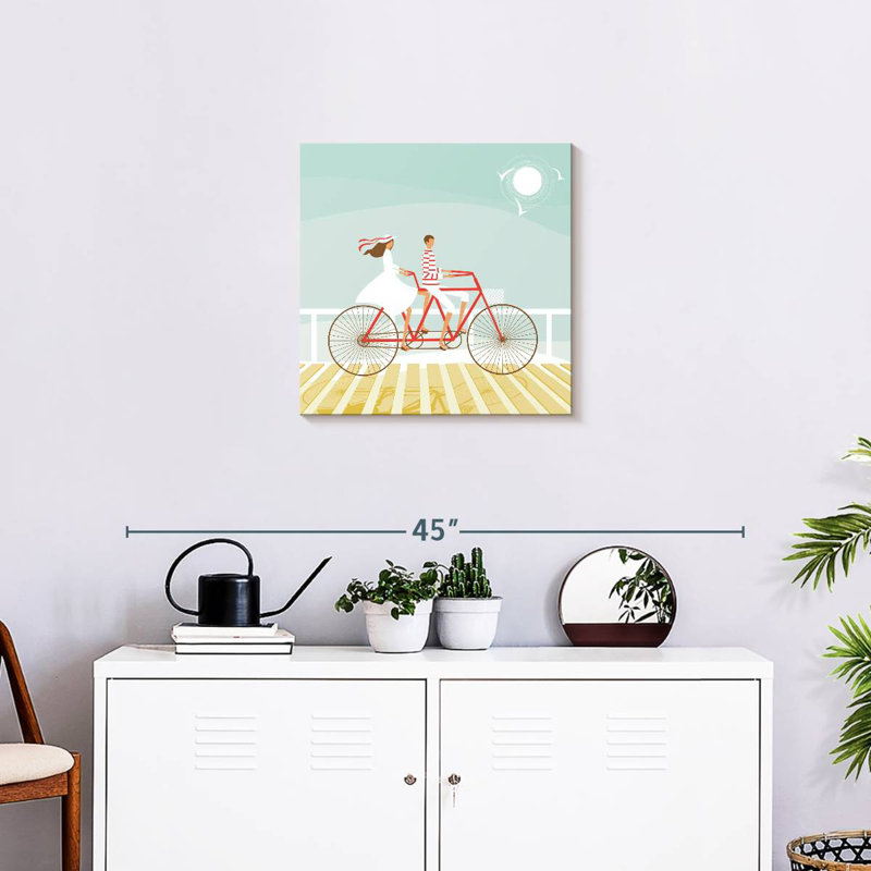 Senne, couple d'été à vélo, H 20 po x l 20 po