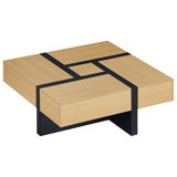 Square Coffee Table With 4 Drawers,Whiteblack