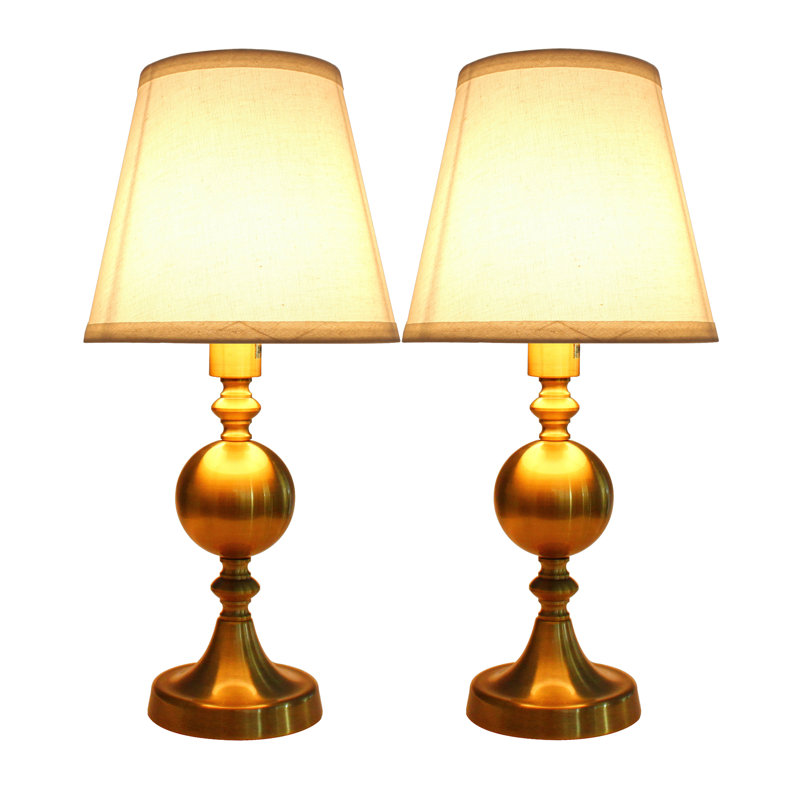 Ensemble de lampes de table 17 po Cleman, Or Antique, Soie crème