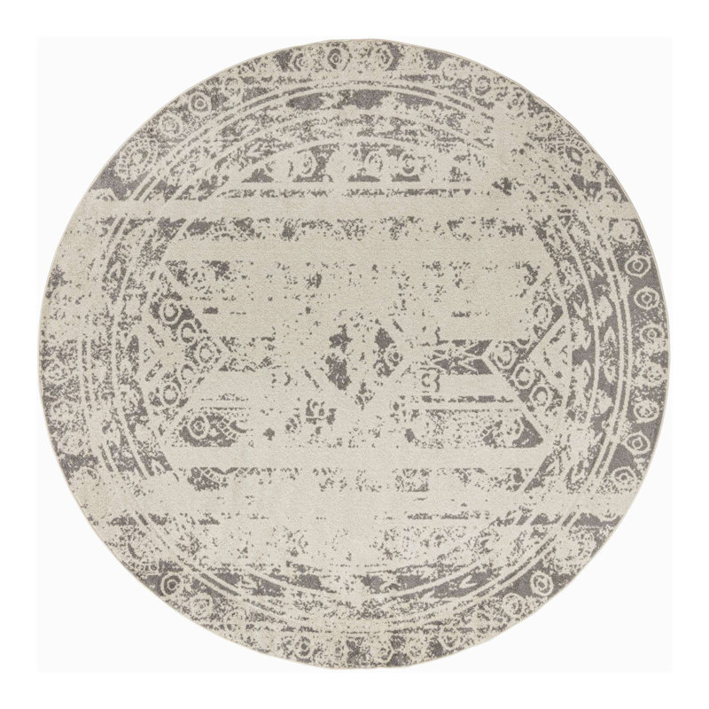Geometric Indoor Rug, Round 9'10"