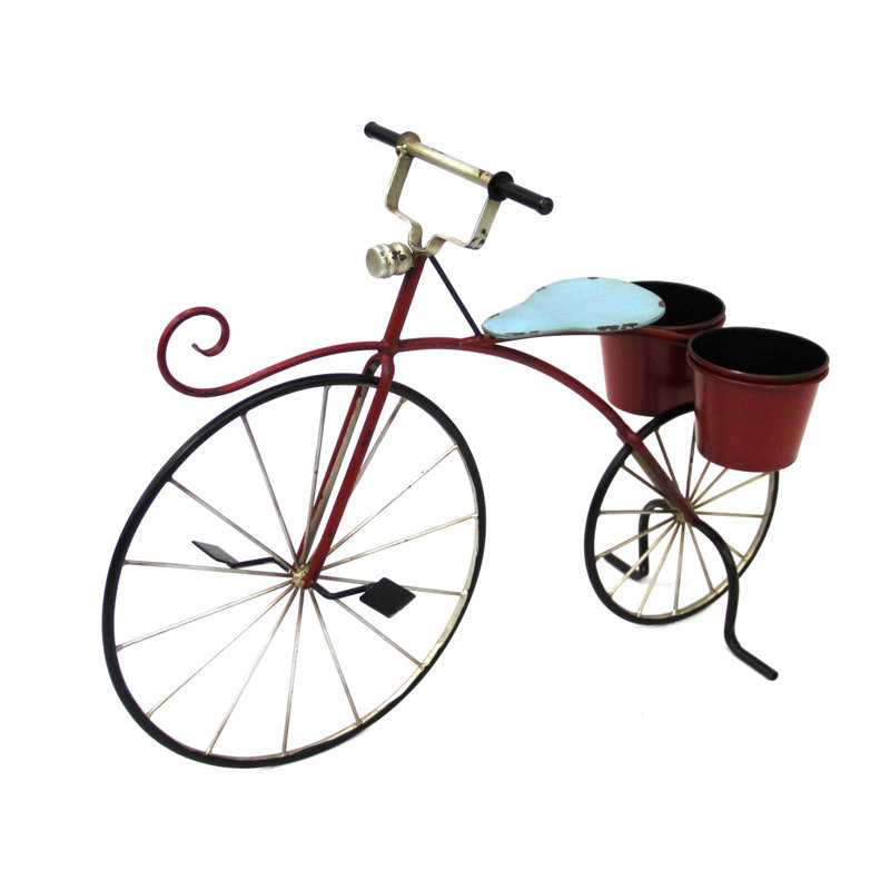 Hofstetter Metal Pot Planter, Red/Black