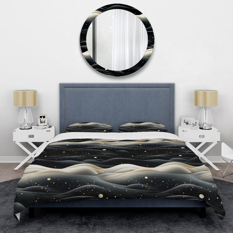 Amke Lunar Haze Moody Patterns - Ensemble de housse de couette abstrait - Microfibre de polyester